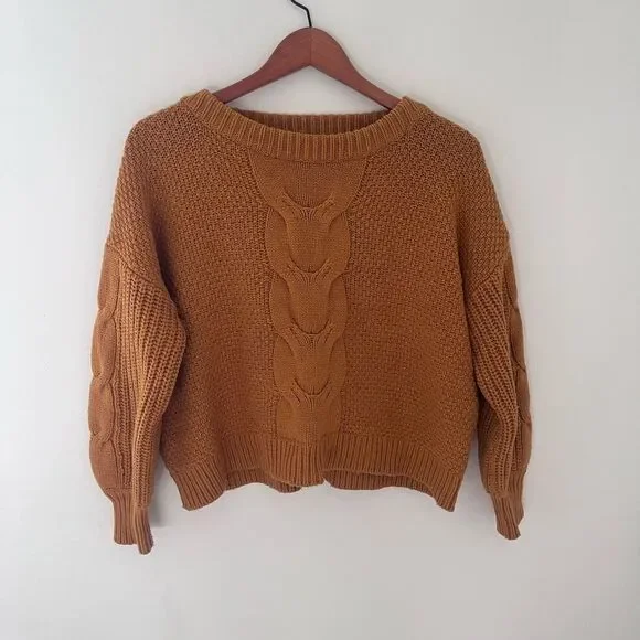 J Crew Cable Knit Balloon Sleeve Women's Sweater - Picture 1 of 4